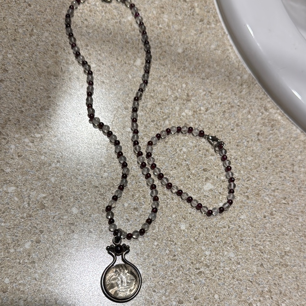 Elegant Silver and Purple Beaded Necklace